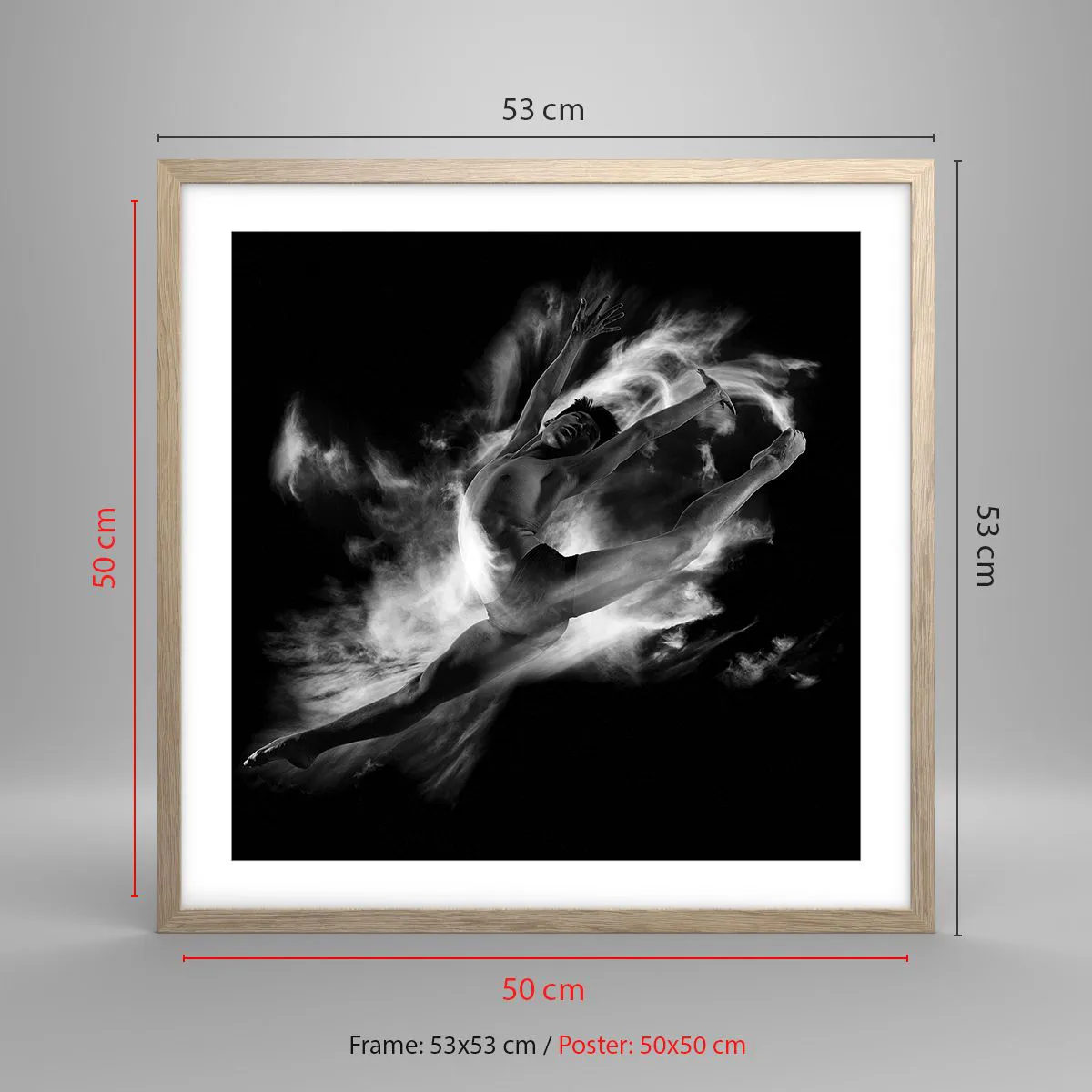 Plagát v ráme zo svetlého duba - Zastavený za letu - 50x50 cm