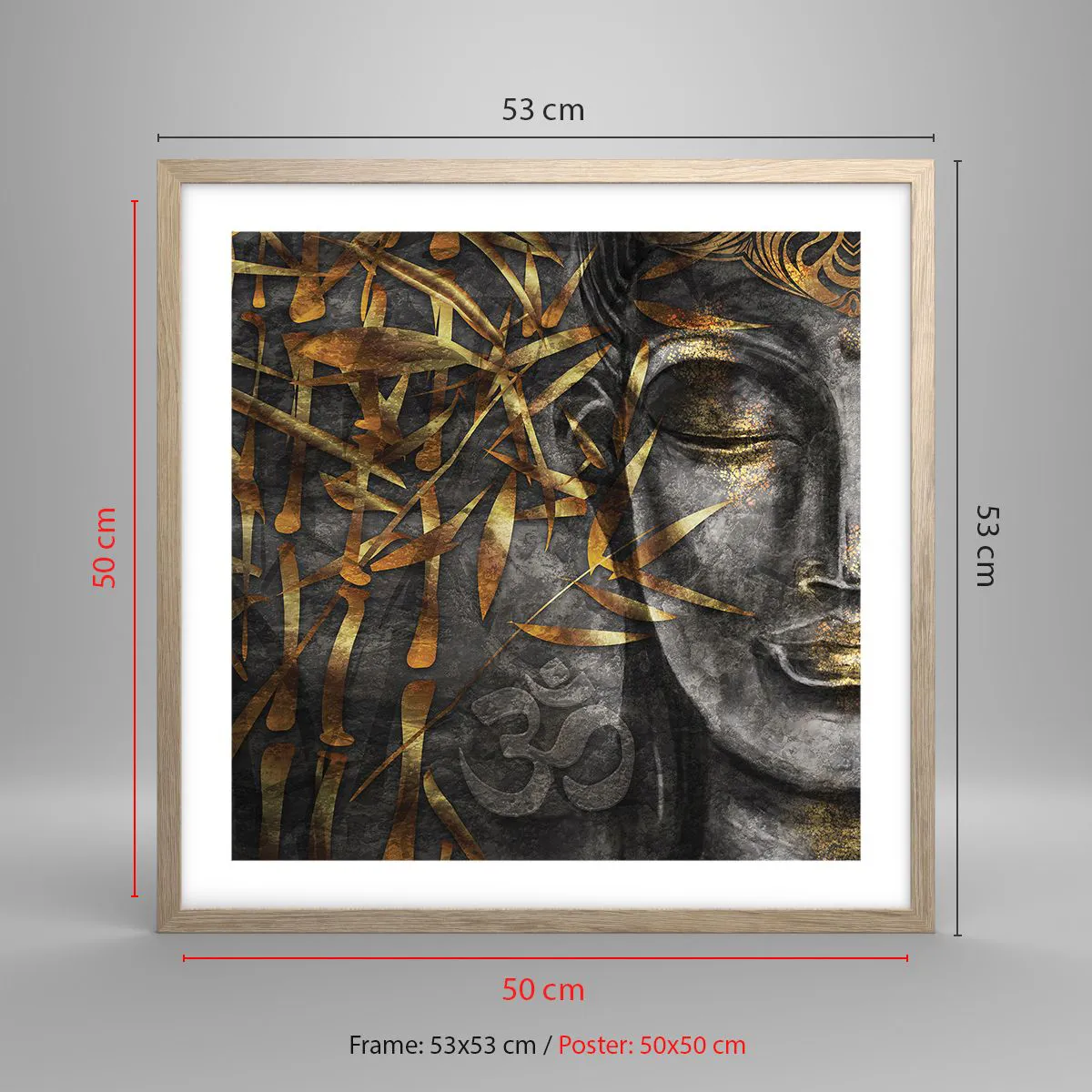 Een poster in een licht eiken lijst - Voel de rust - 50x50 cm