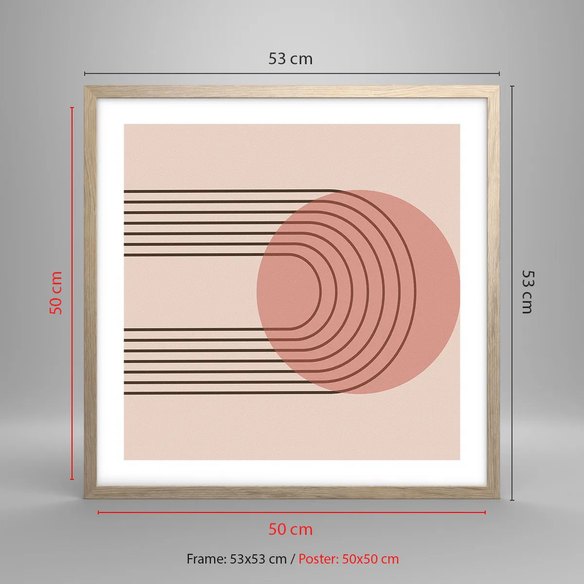 Plakat i ramme af lyst egetræ - Uimodståelig tiltrækningskraft - 50x50 cm