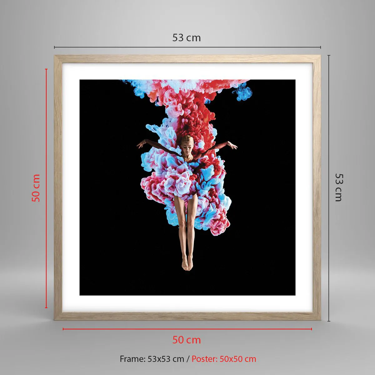 Een poster in een licht eiken lijst - In volle bloei - 50x50 cm