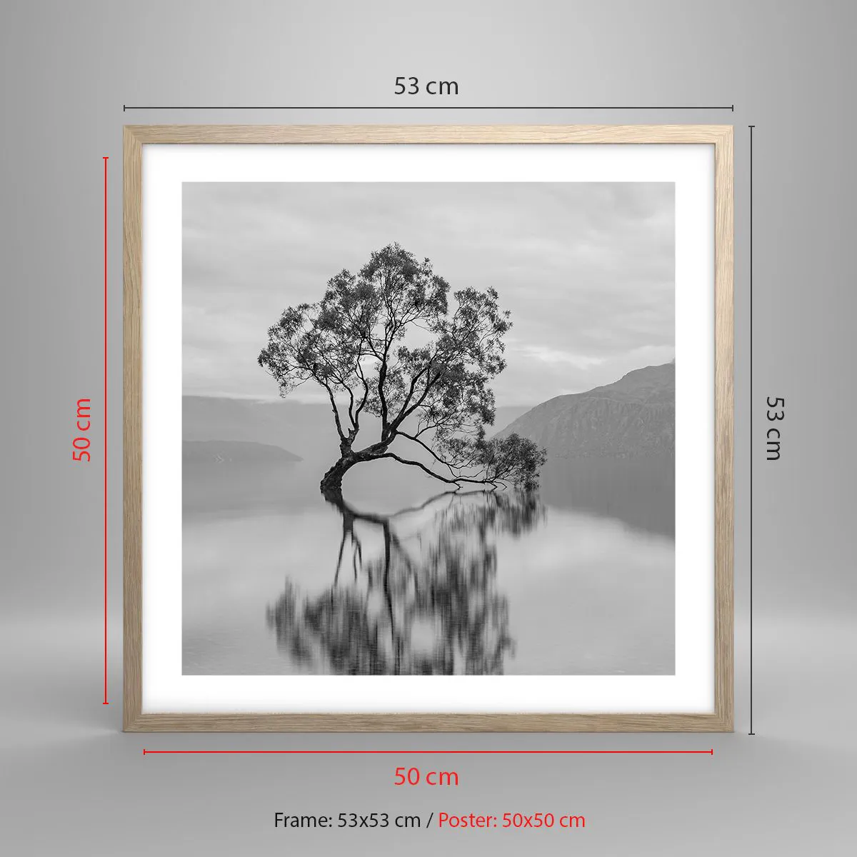 Een poster in een licht eiken lijst - Er is zo'n land - 50x50 cm