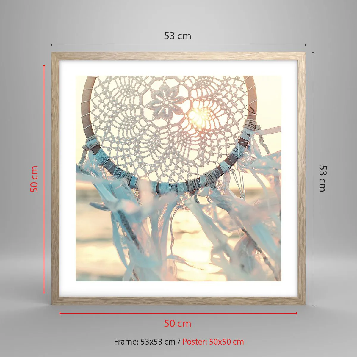 Pôster com moldura de carvalho claro - Totem de renda - 50x50 cm
