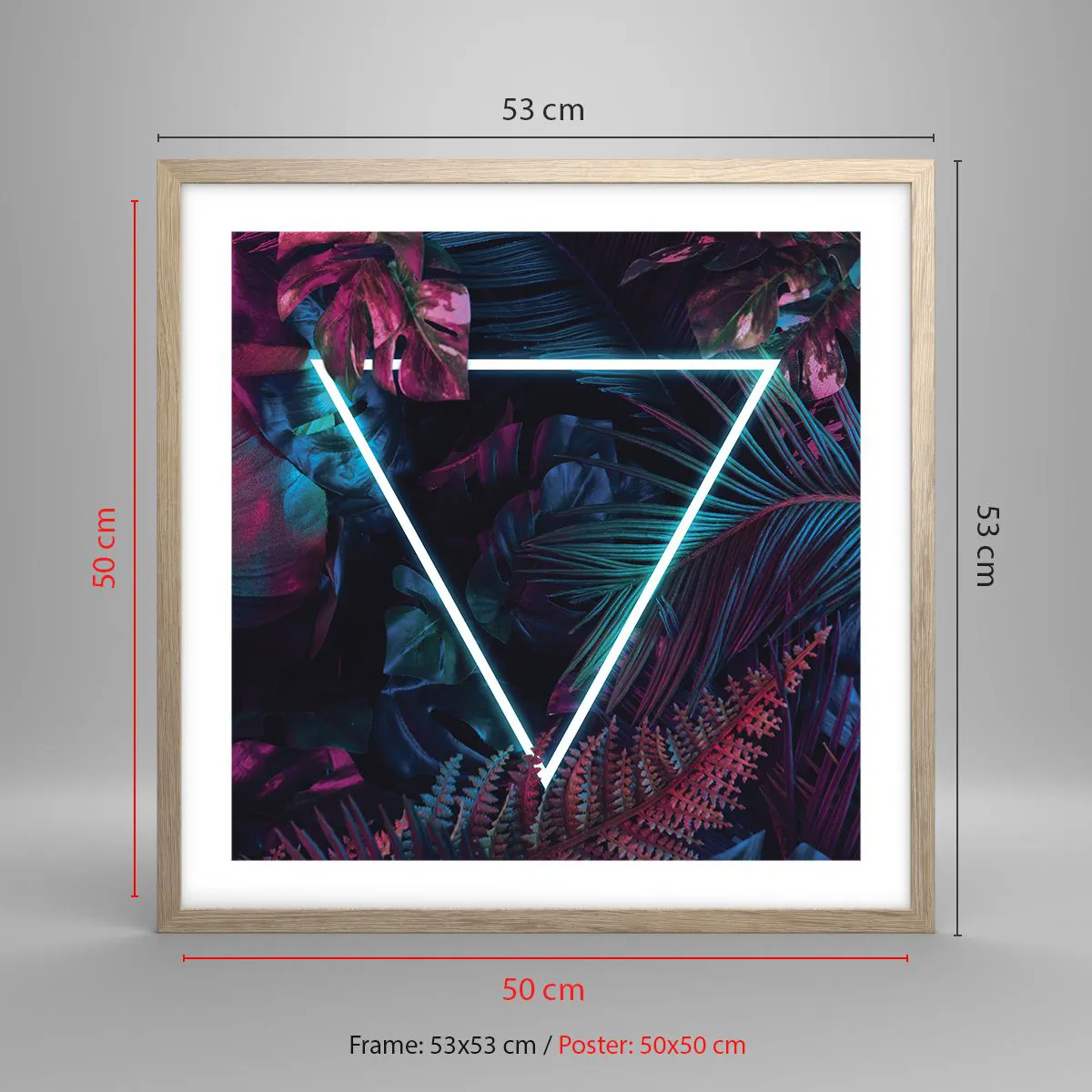 Poster in light oak frame - Disco Style Garden - 50x50 cm