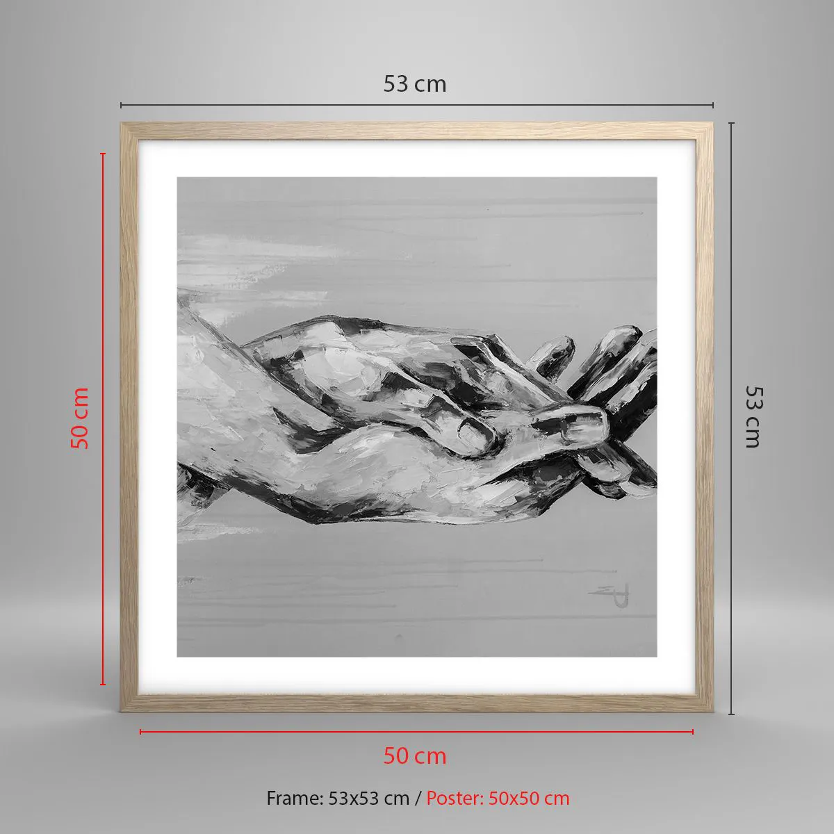 Affiche dans un chêne clair - Poster - Début... - 50x50 cm