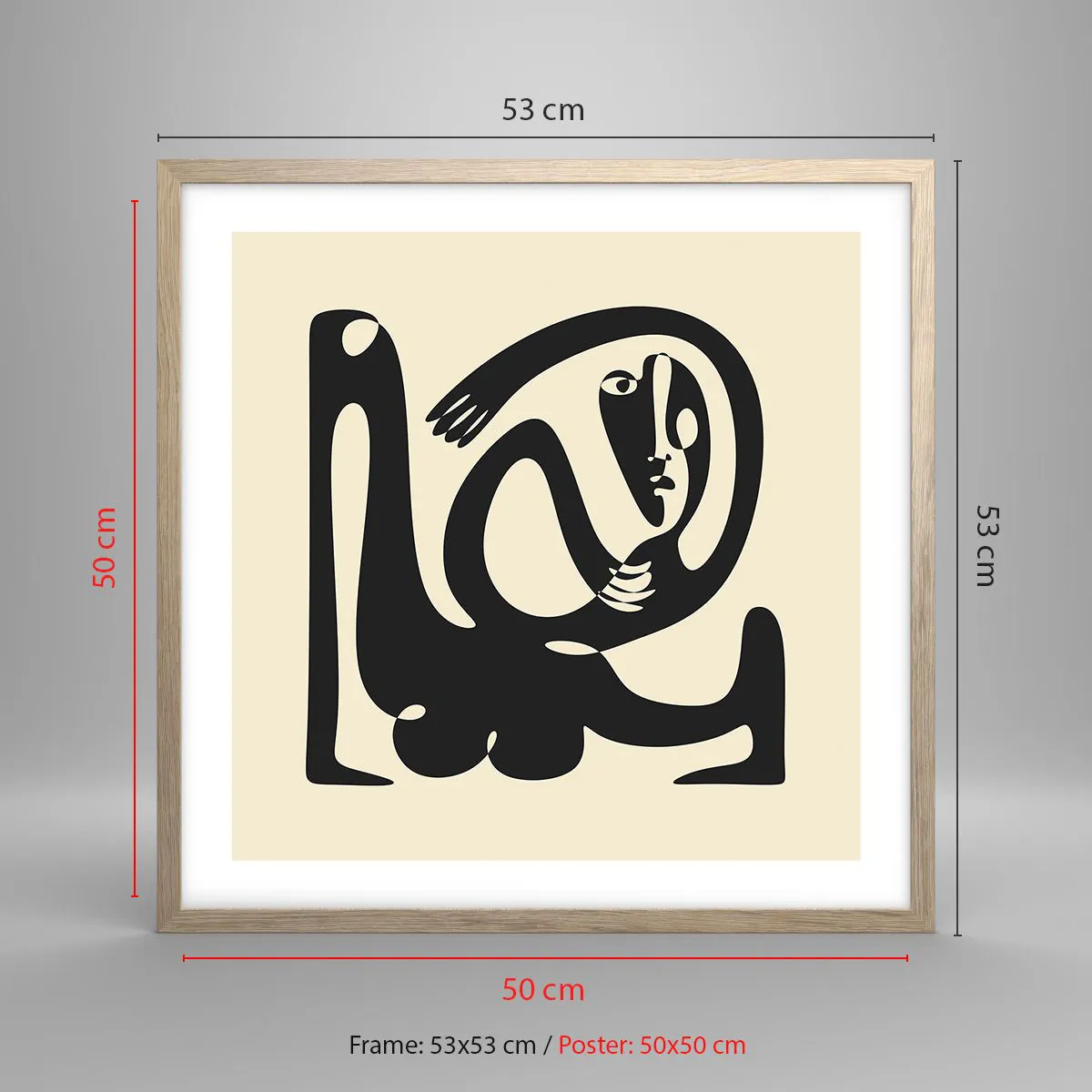 Poster in light oak frame - Almost Picasso - 50x50 cm