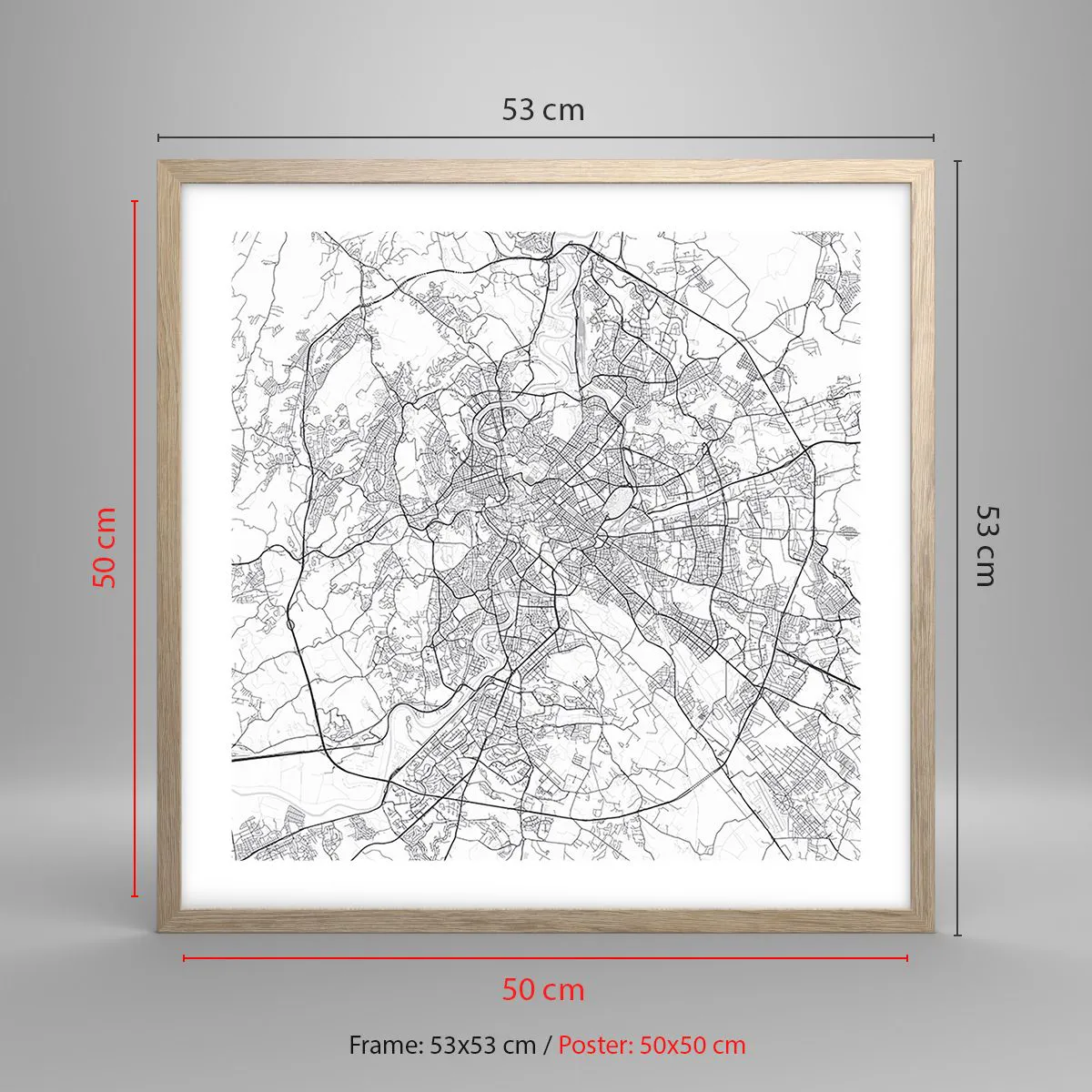 Plakat w ramie jasny dąb - Rzymski krąg - 50x50 cm