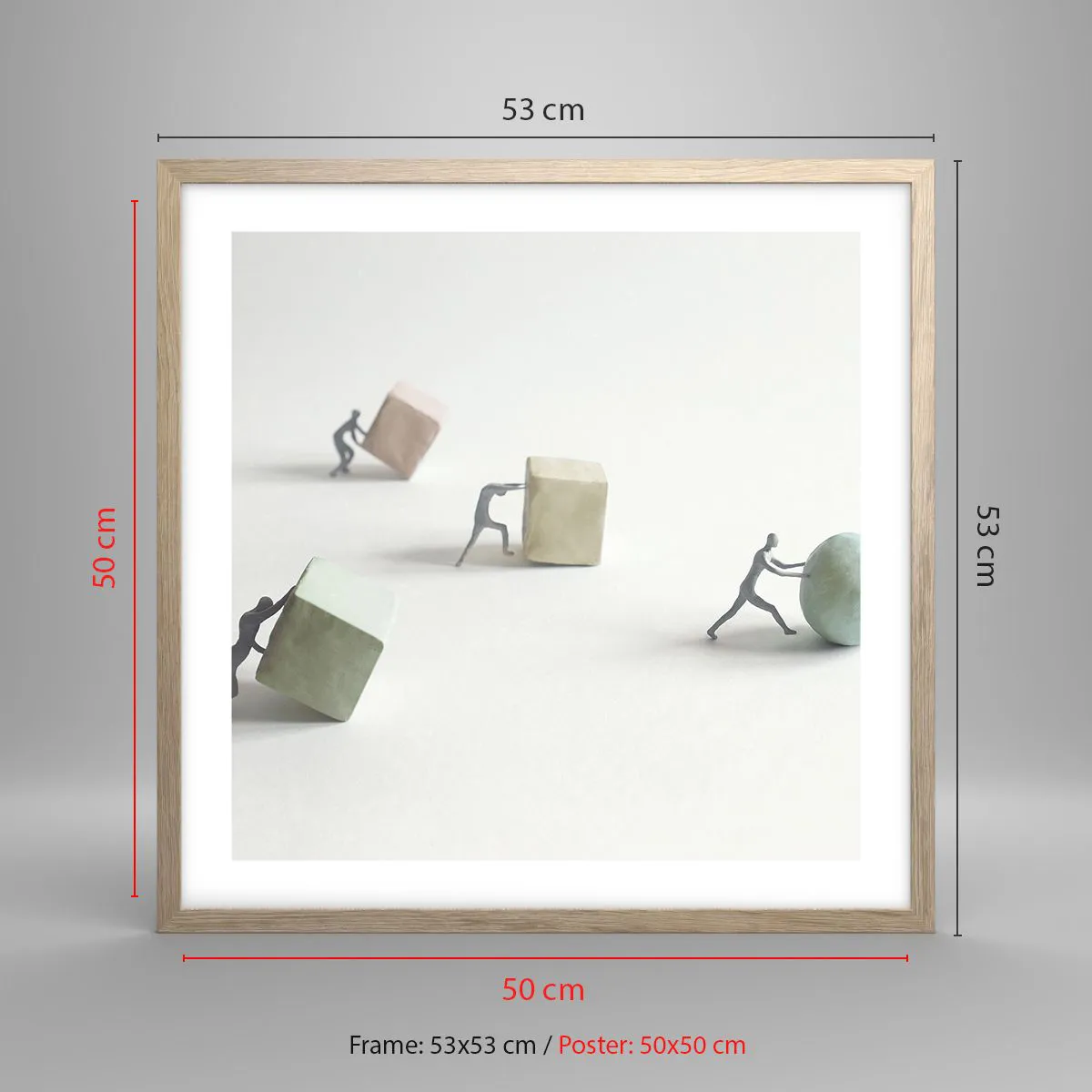 Pôster com moldura de carvalho claro - É a vida - 50x50 cm