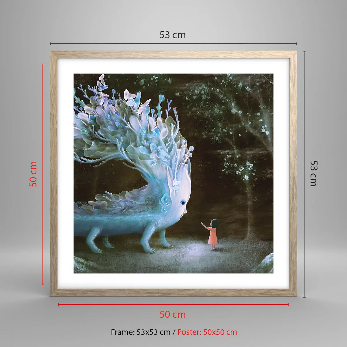 Plagát v ráme zo svetlého duba - Fantastické stretnutie - 50x50 cm