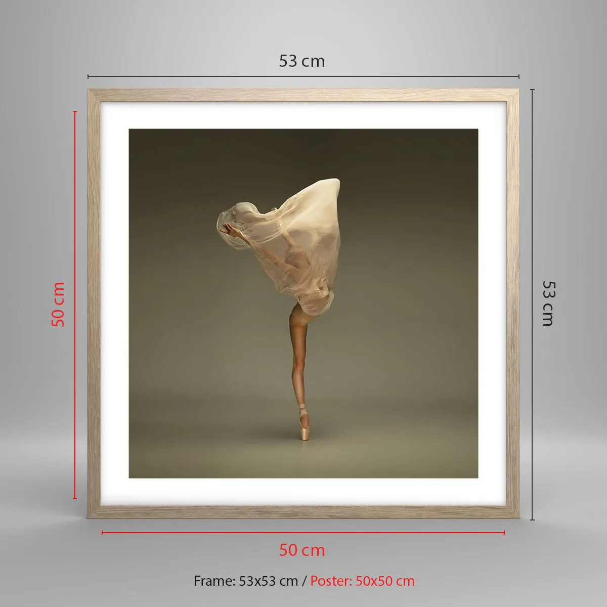 Affiche dans un chêne clair - Poster - Il va bientôt s'envoler - 50x50 cm