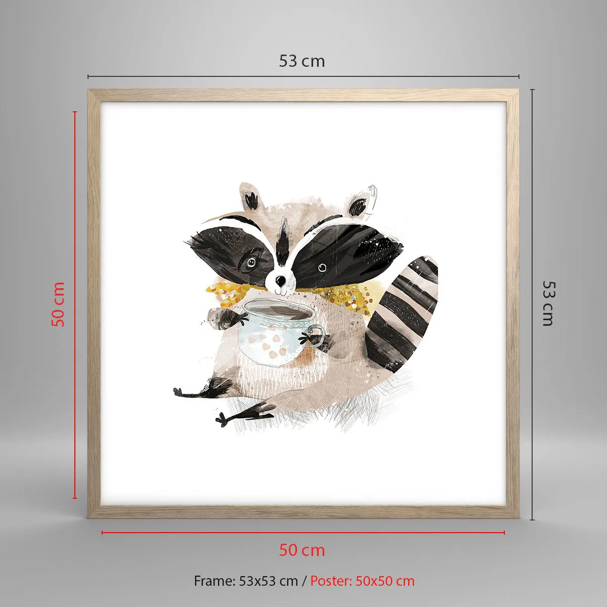Plagát v ráme zo svetlého duba - Môj priateľ mýval - 50x50 cm