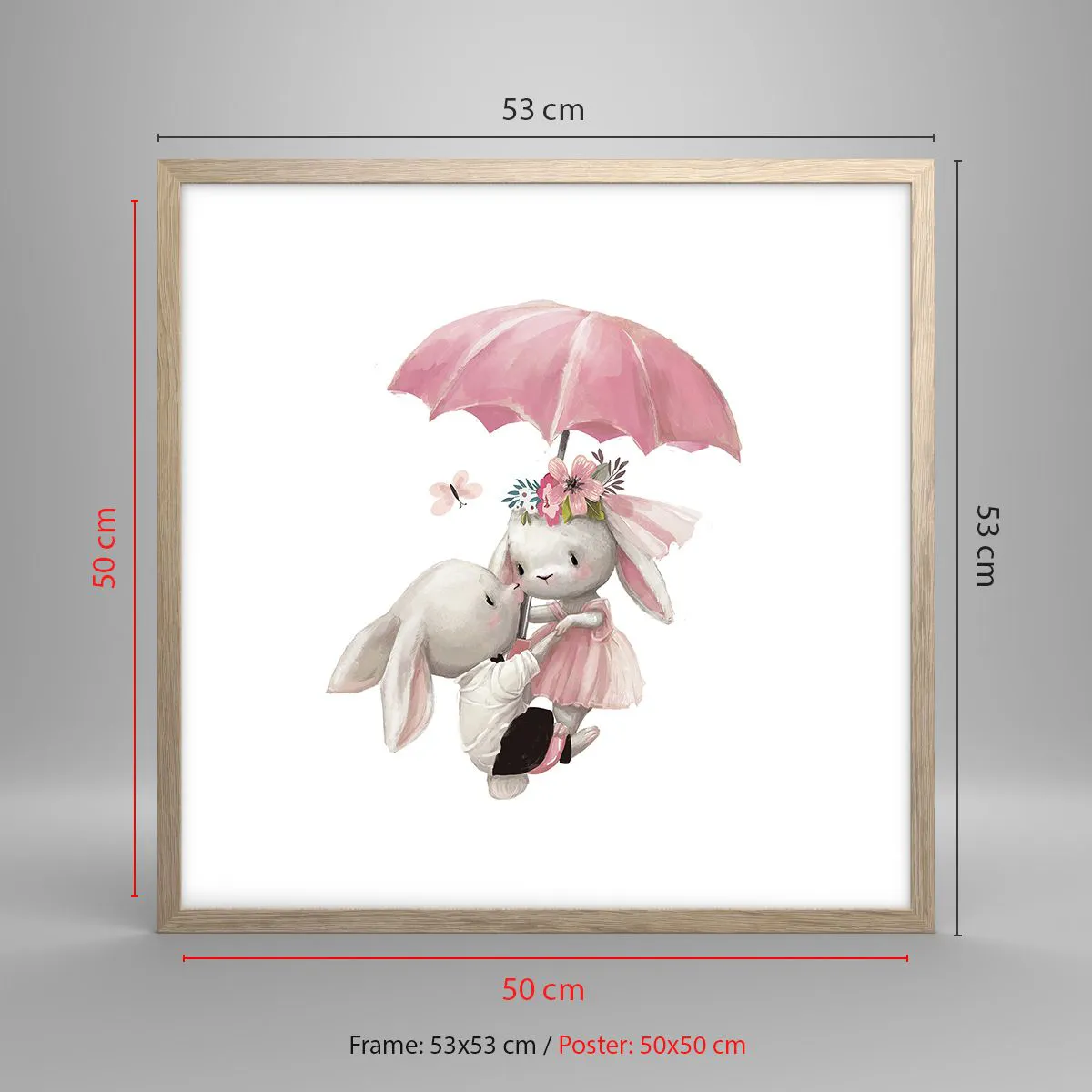 Affisch i ram av ljusek - Det är just kärlek - 50x50 cm