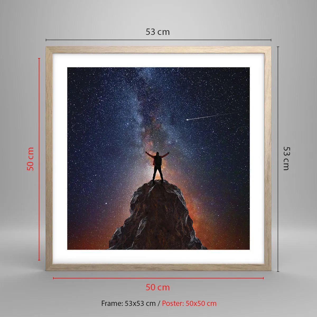 Poster in einem Rahmen aus heller Eiche - Die Macht ist mit mir! - 50x50 cm