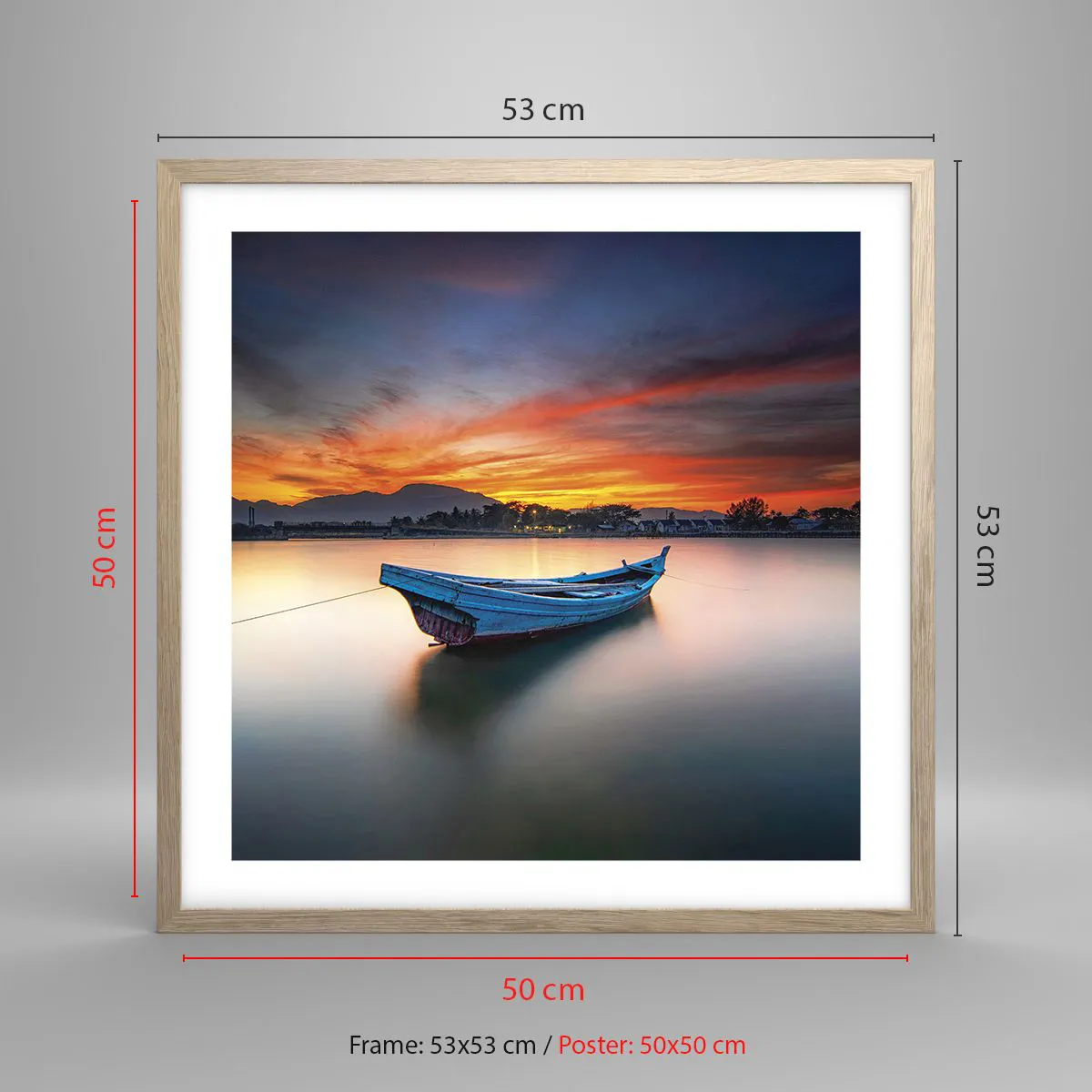 Poster in einem Rahmen aus heller Eiche - Eine gute Nacht kommt - 50x50 cm