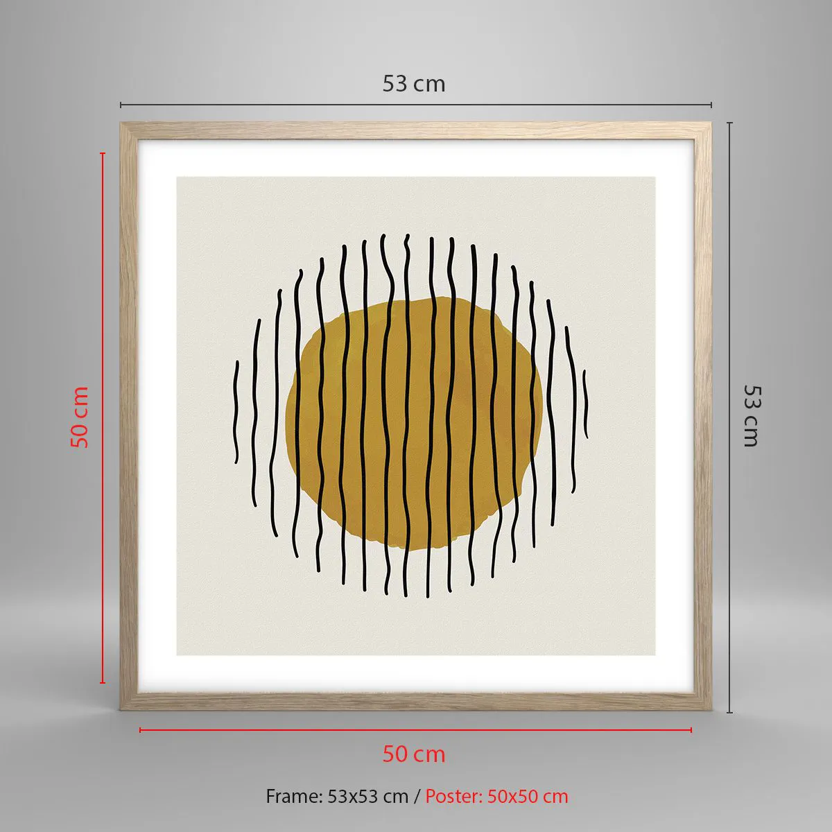 Pôster com moldura de carvalho claro - Abstração a tremer com o calor - 50x50 cm
