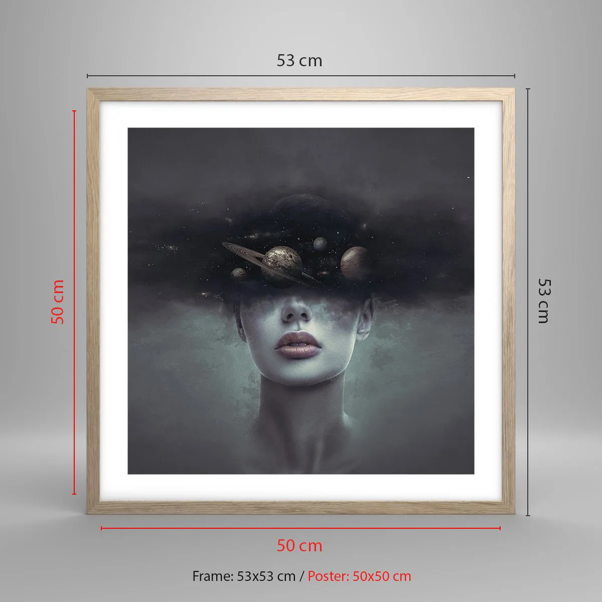 Een poster in een licht eiken lijst - En de planeten worden gek... - 50x50 cm