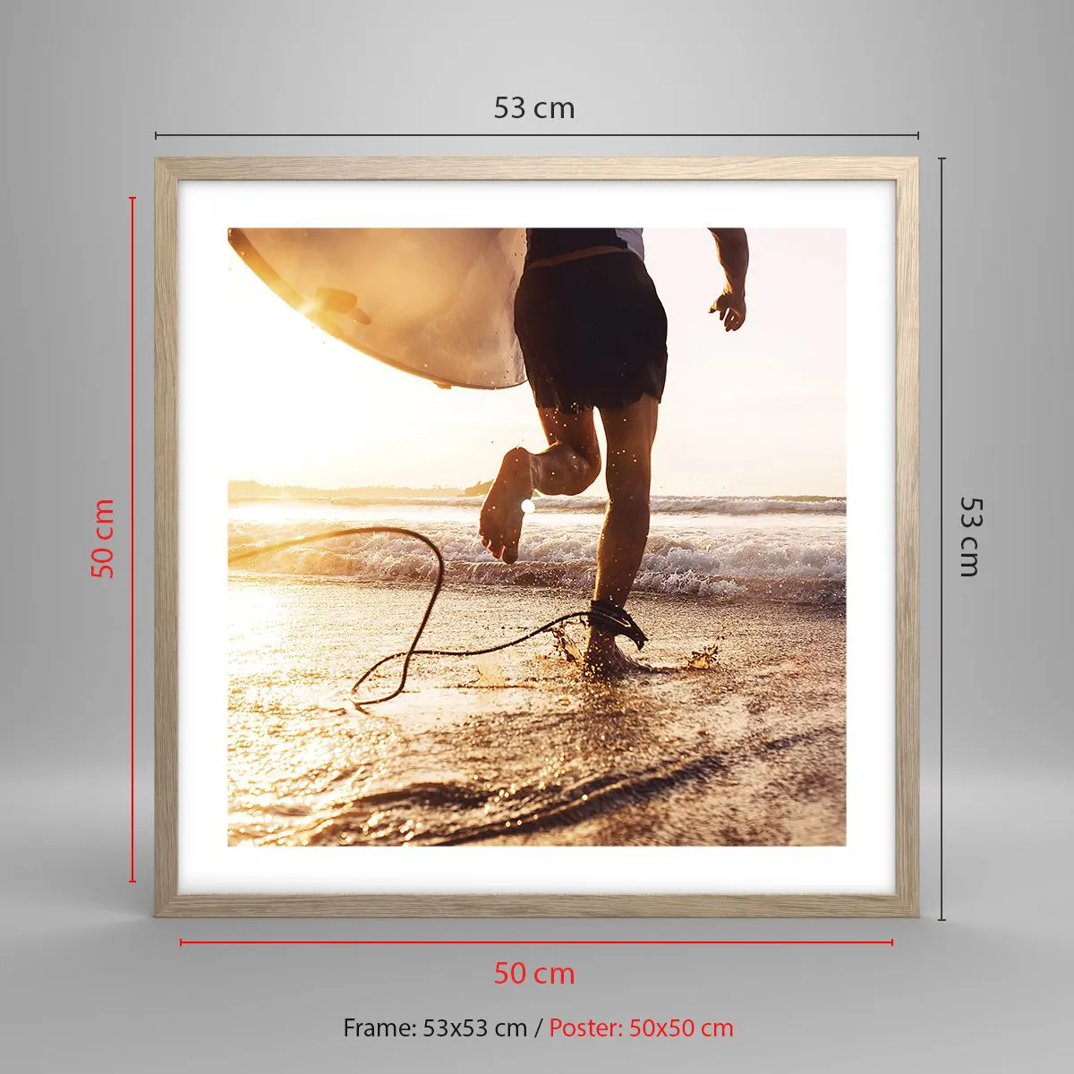 Poszter világos tölgy keretben - A hullám felé - 50x50 cm