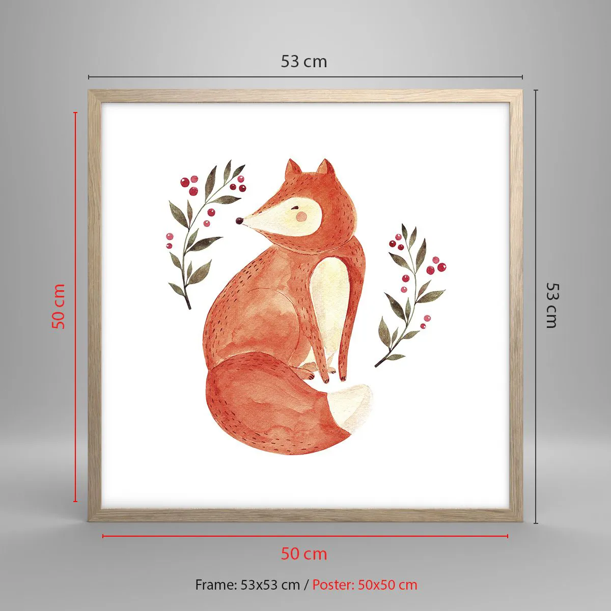 Plakát v rámu světlý dub - Malý zrzek - 50x50 cm