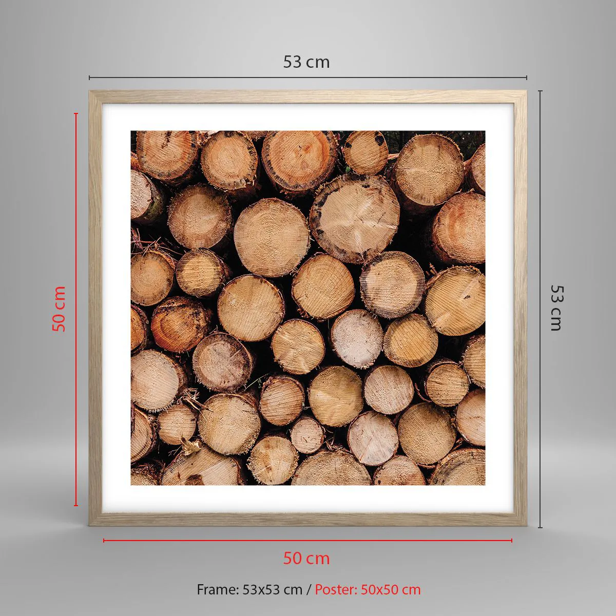 Affiche dans un chêne clair - Poster - Nouveau commencement - 50x50 cm