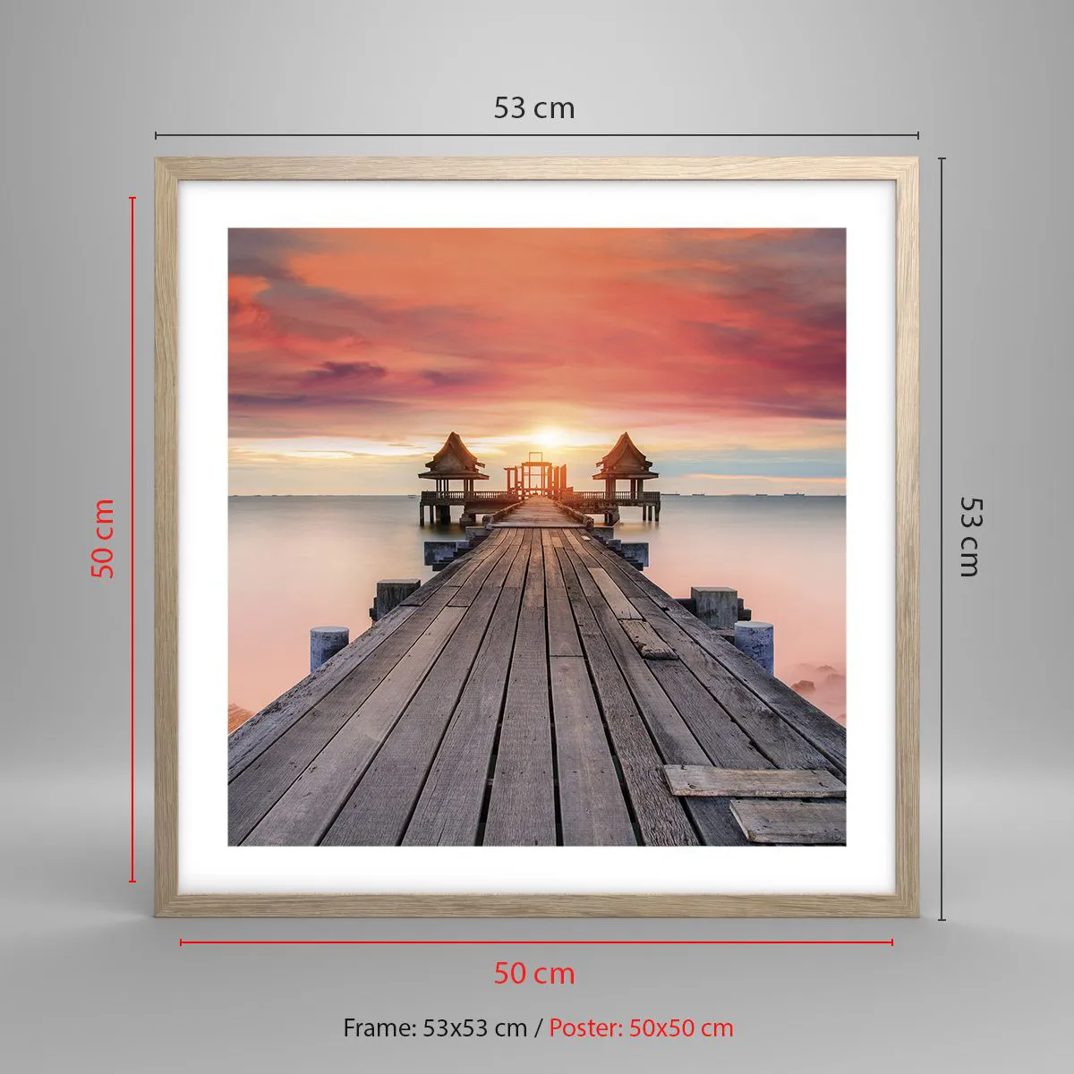 Affiche dans un chêne clair - Poster - L'Ouest à l'Est - 50x50 cm