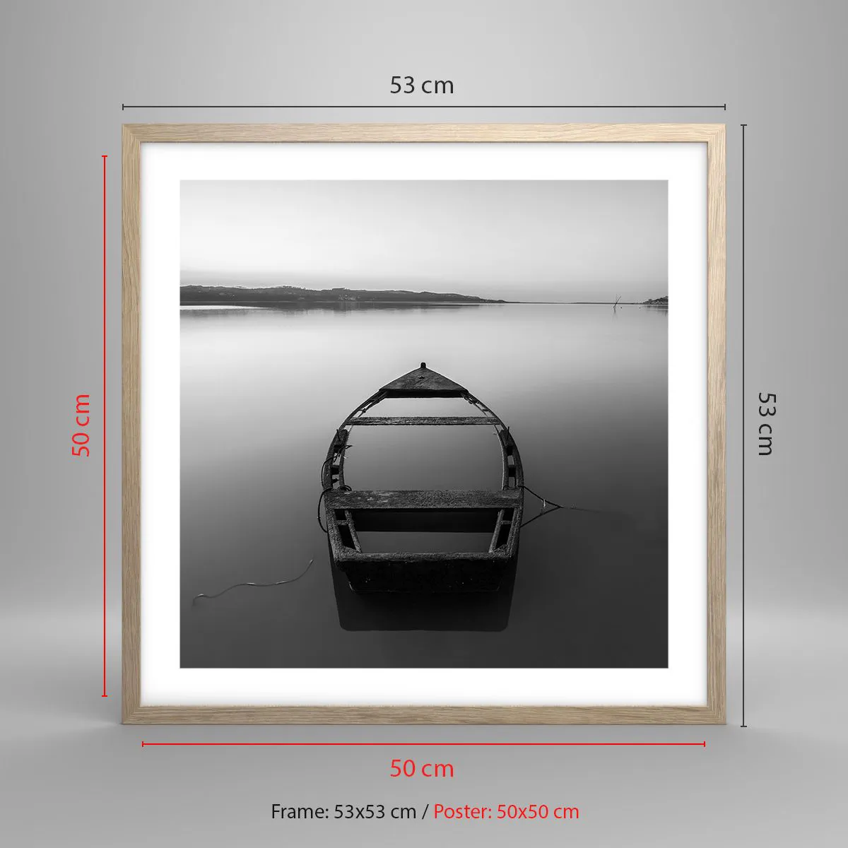 Affiche dans un chêne clair - Poster - Nostalgie et mélancolie - 50x50 cm