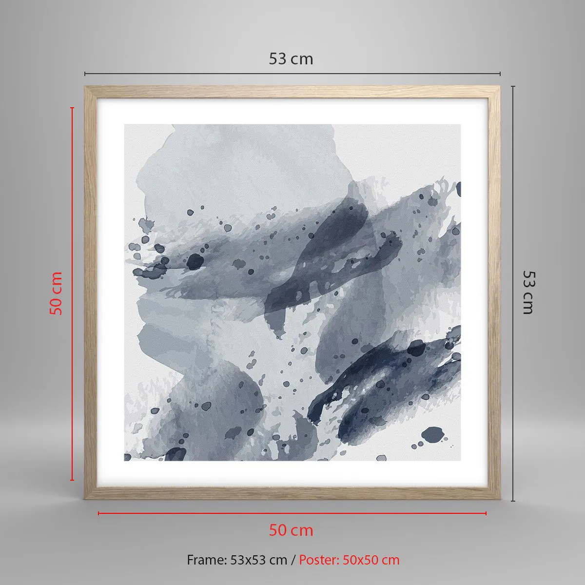 Pôster com moldura de carvalho claro - Um estudo da natureza da água - 50x50 cm
