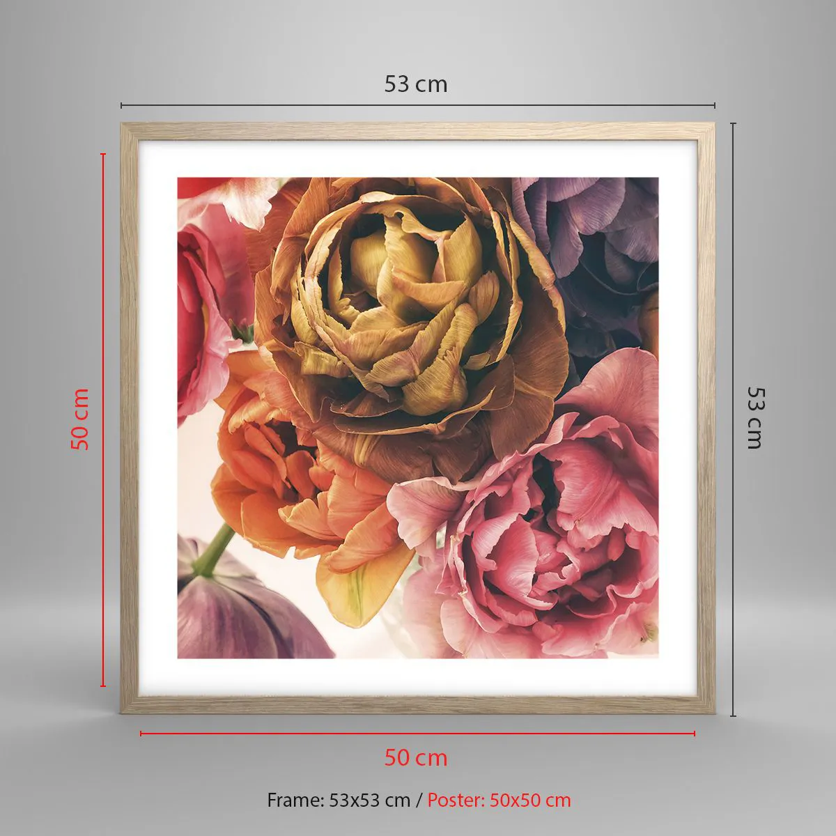 Plagát v ráme zo svetlého duba - Oslava života - 50x50 cm