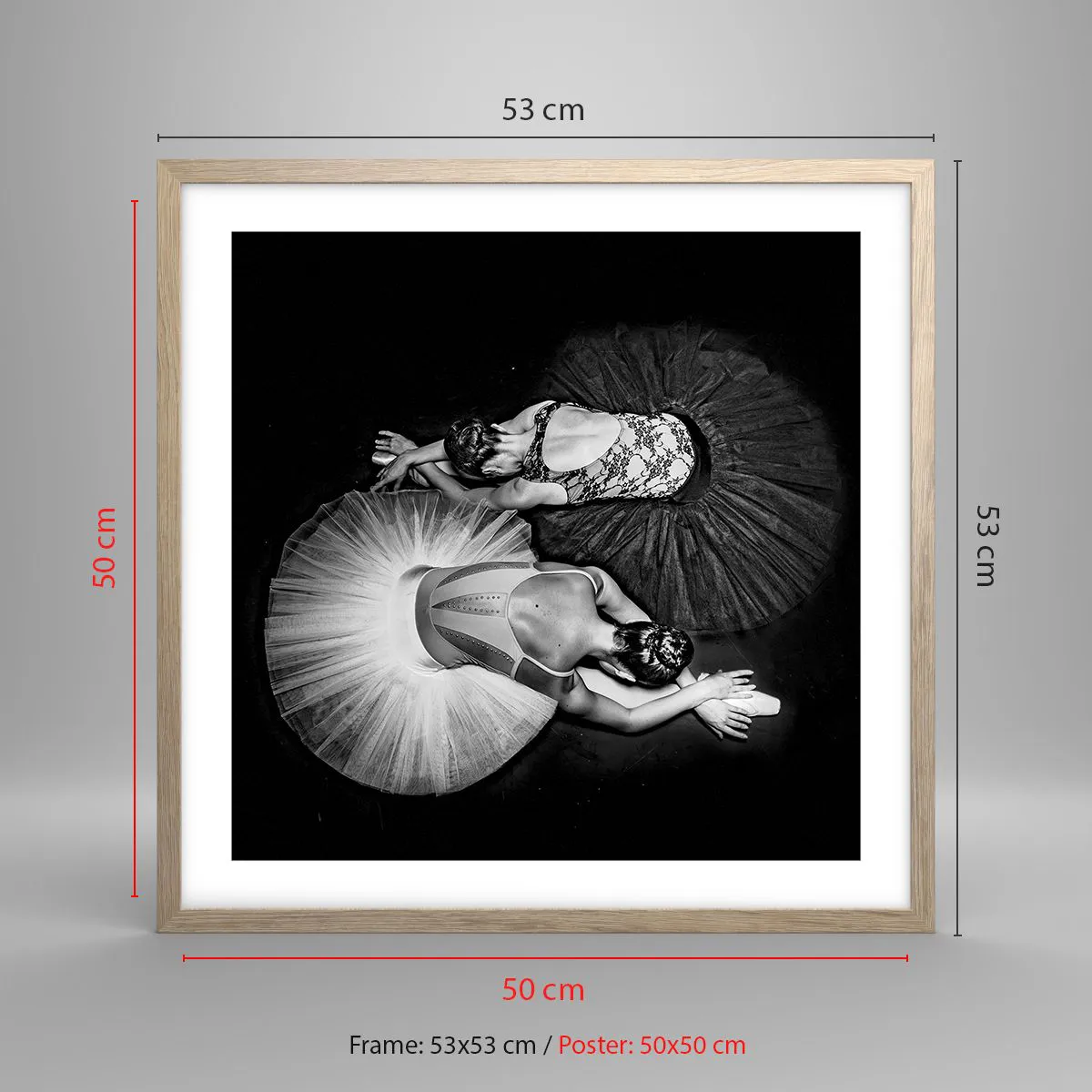 Affiche dans un chêne clair - Poster - Jin et jang – équilibre idéal - 50x50 cm