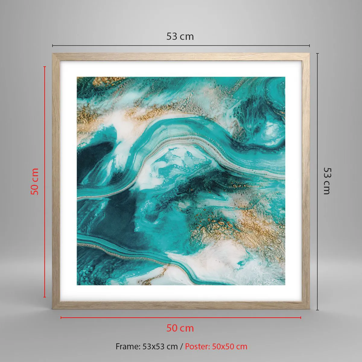 Poszter világos tölgy keretben - Az arany folyó - 50x50 cm