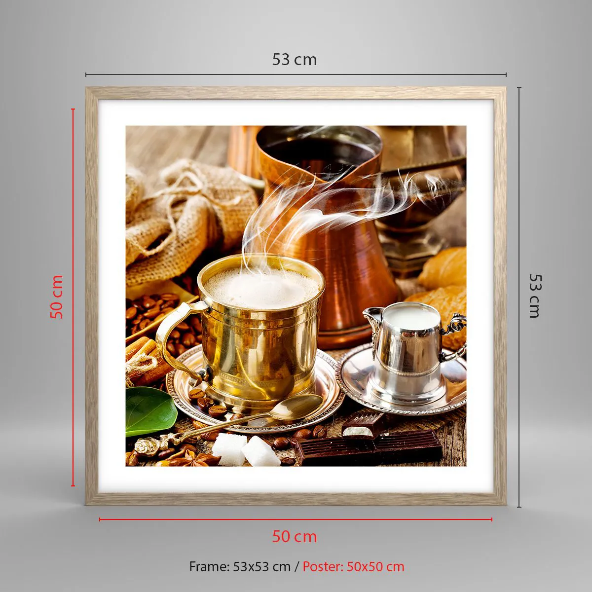 Plakát v rámu světlý dub - Hezký den! - 50x50 cm