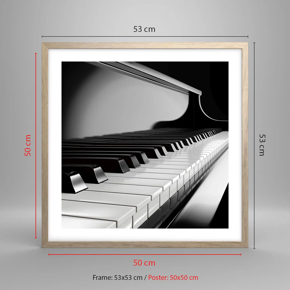 Plagát v ráme zo svetlého duba - Harmónia tvarov a farieb - 50x50 cm