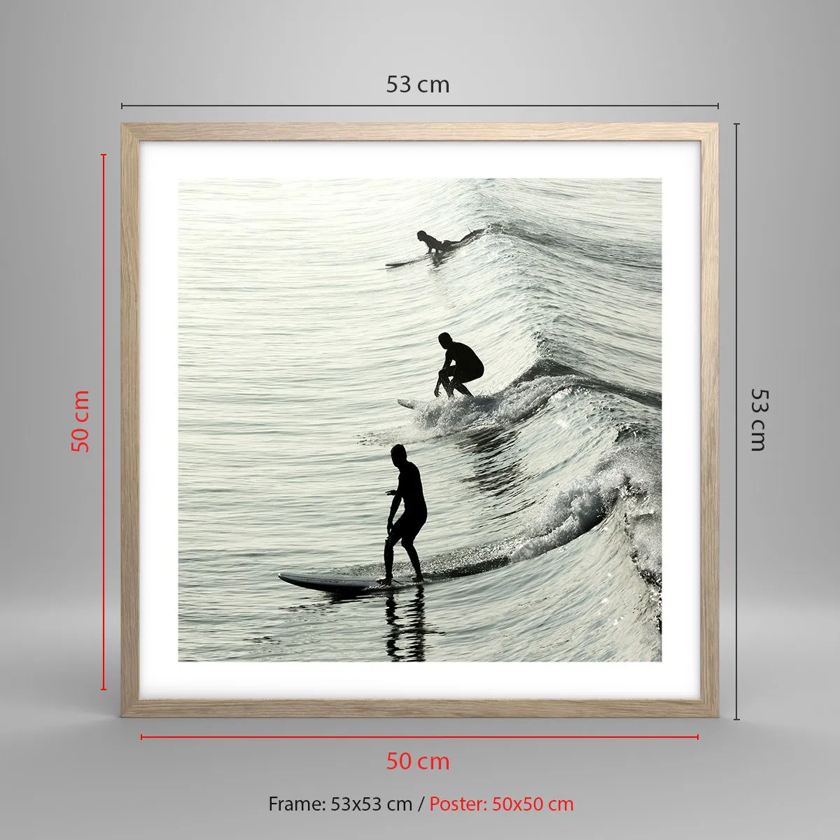 Plakat w ramie jasny dąb - Na spotkanie fali - 50x50 cm