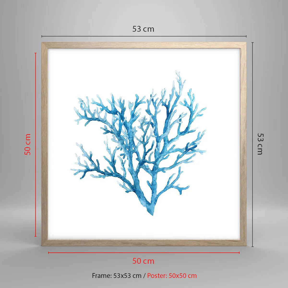 Plakát v rámu světlý dub - Mořský filigrán - 50x50 cm