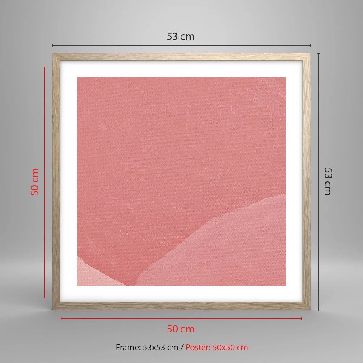 Affiche dans un chêne clair - Poster - Composition organique en rose - 50x50 cm