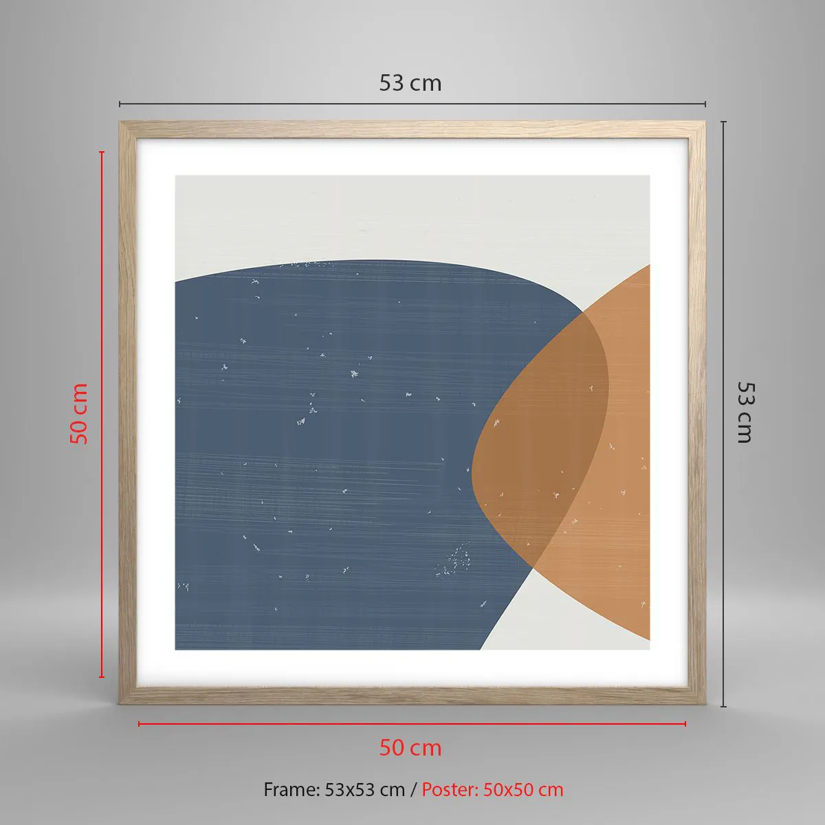 Een poster in een licht eiken lijst - Ovalen en invloeden - 50x50 cm