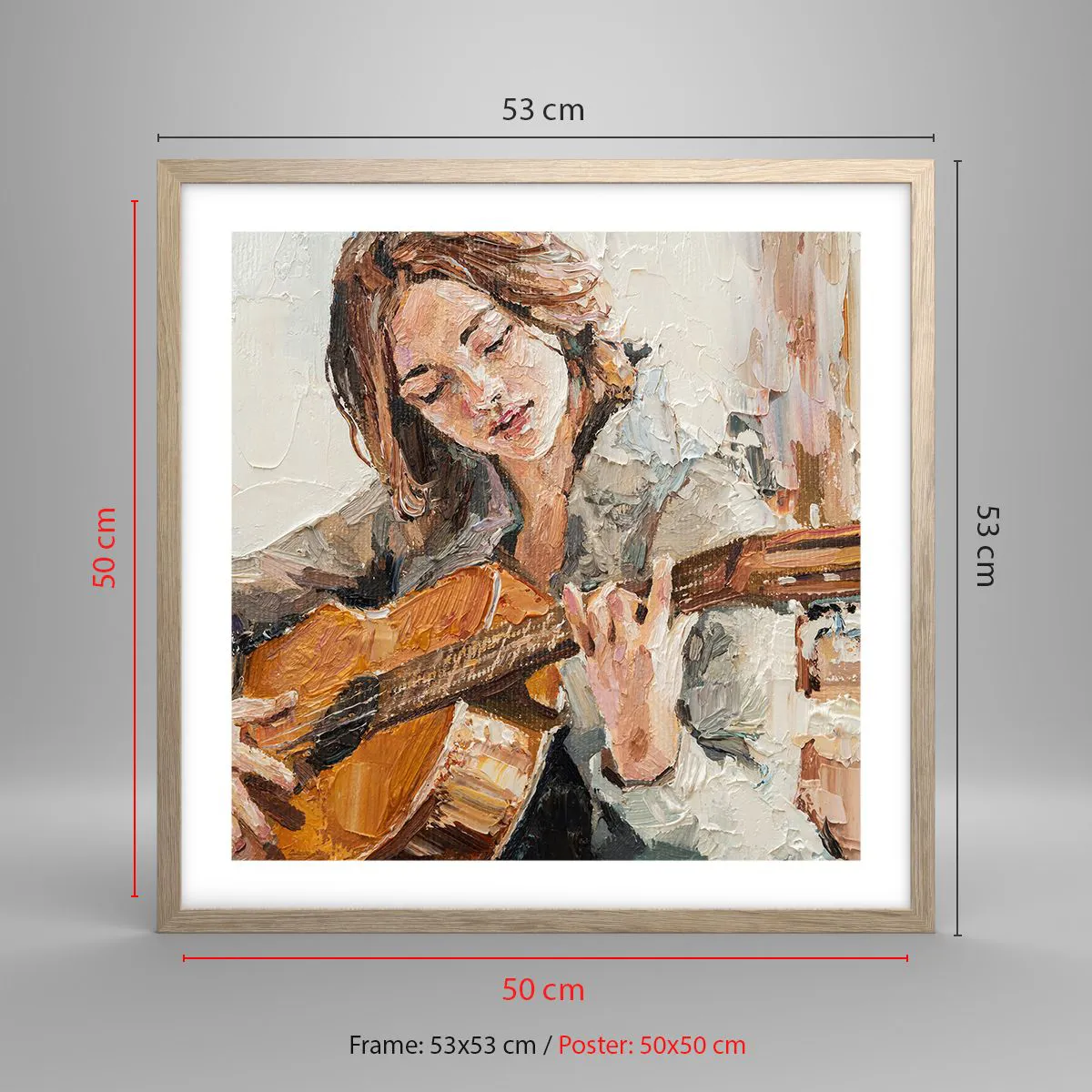 Plakat w ramie jasny dąb - Koncert na gitarę i dziewczęce serce - 50x50 cm