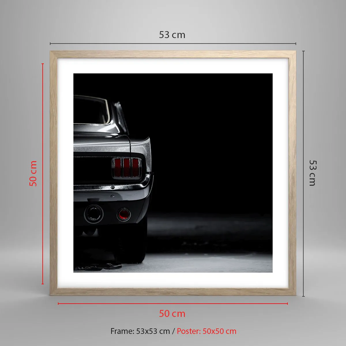 Pôster com moldura de carvalho claro - O charme do clássico - 50x50 cm
