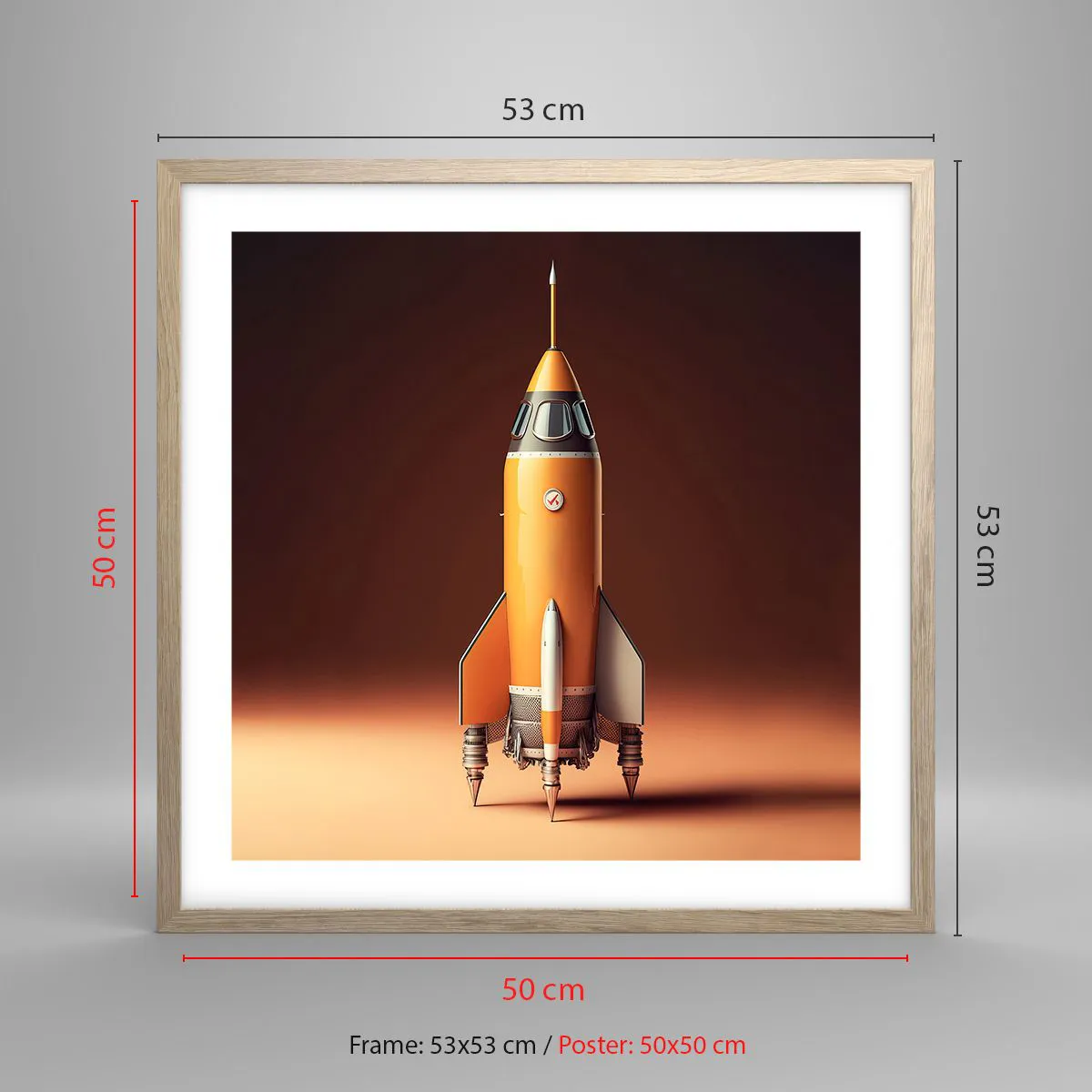 Pôster com moldura de carvalho claro - Tudo começa com um sonho - 50x50 cm