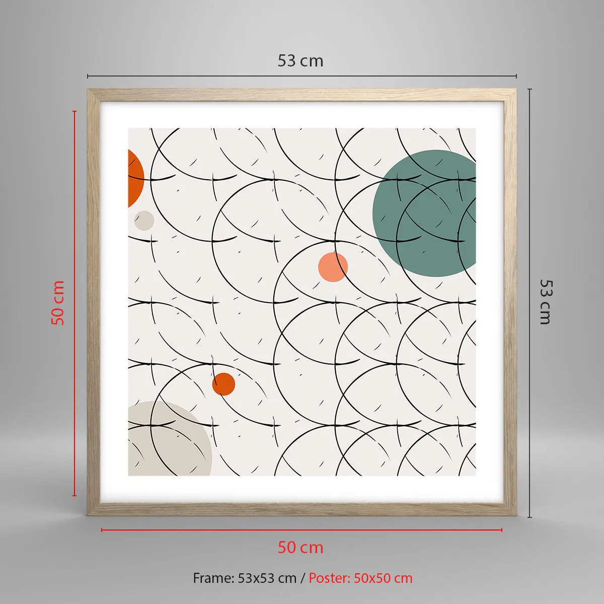 Pôster com moldura de carvalho claro - No espírito da pop art - 50x50 cm