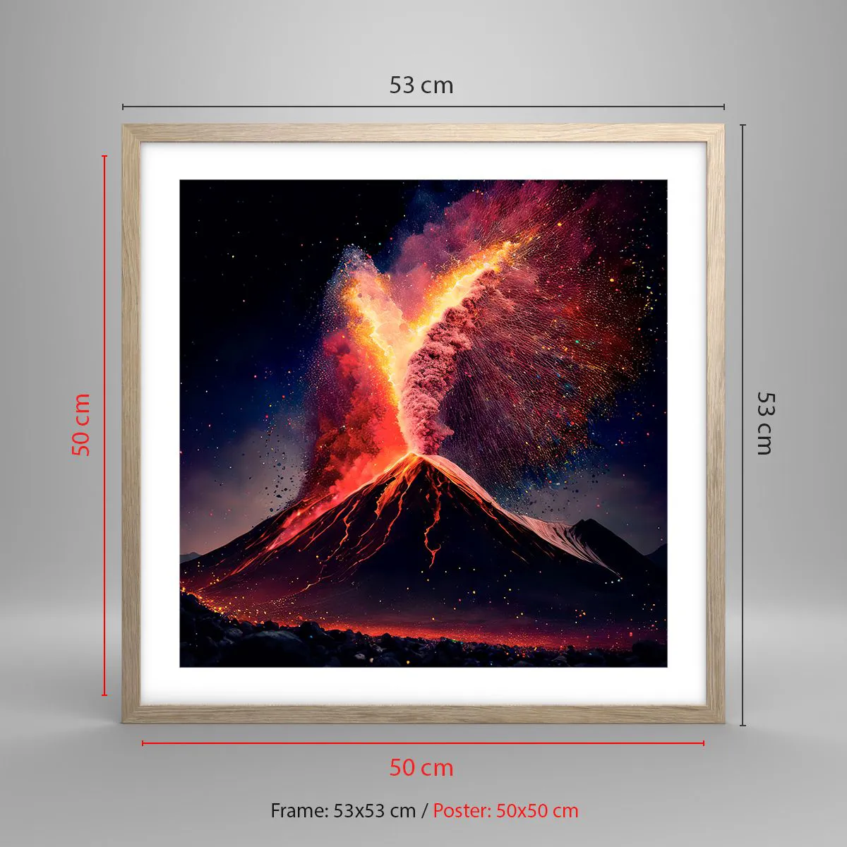 Poster în ramă de stejar deschis - Frumusețe și groază - 50x50 cm