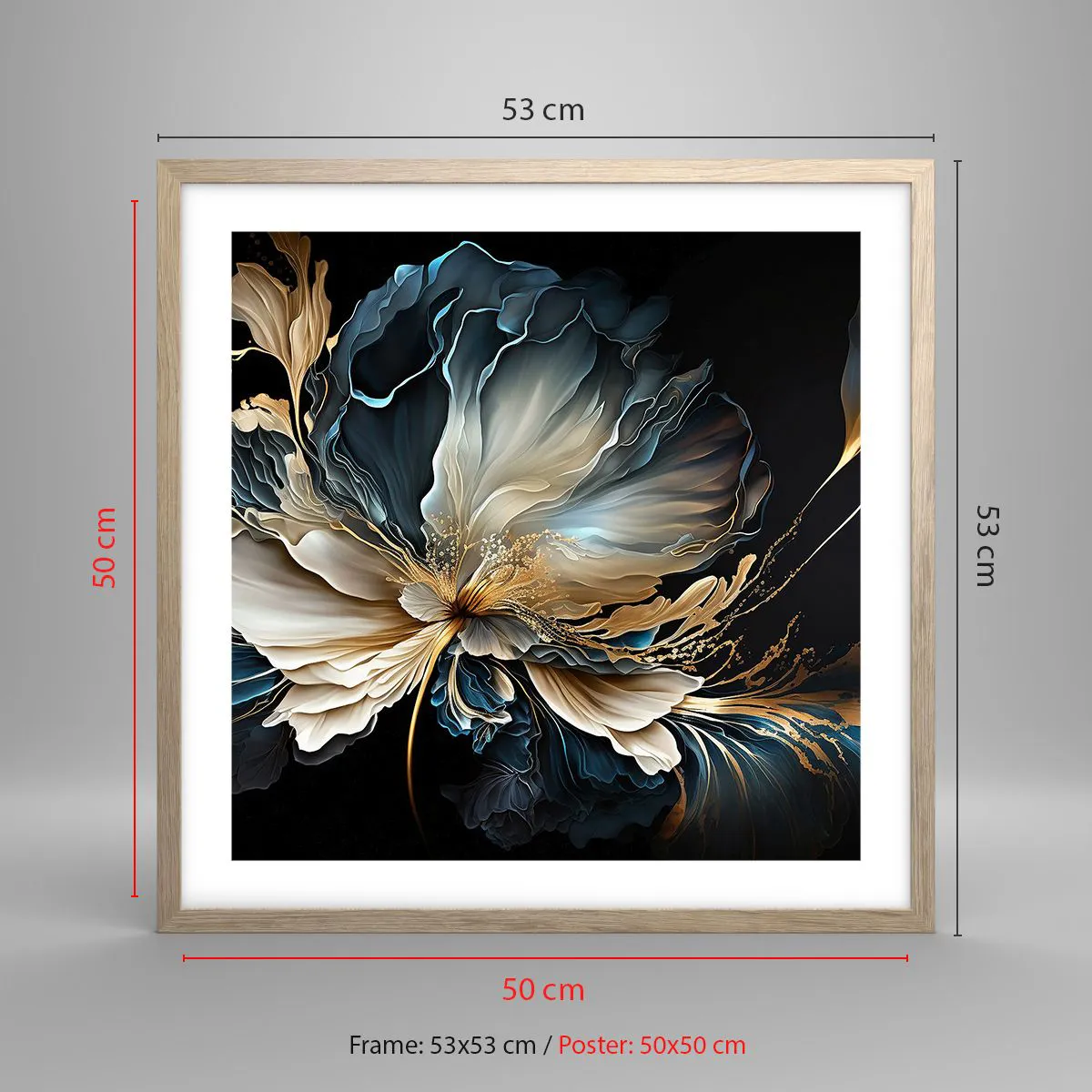 Pôster com moldura de carvalho claro - Flor de samambaia de conto de fadas - 50x50 cm