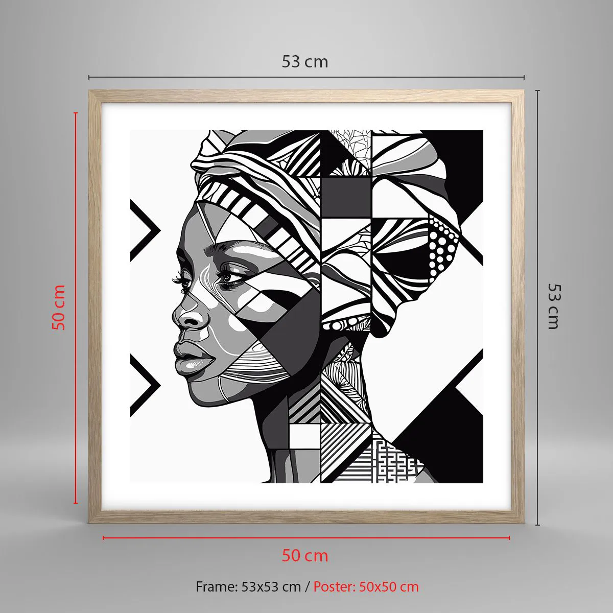 Plakat w ramie jasny dąb - Portret etniczny - 50x50 cm