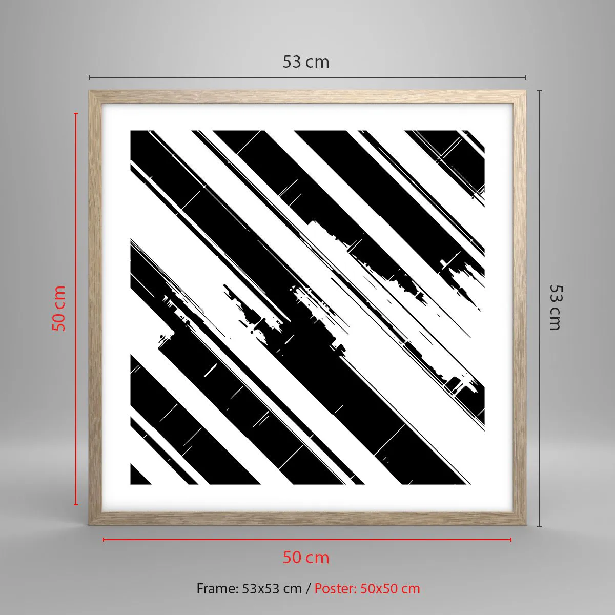 Een poster in een licht eiken lijst - Een intense en dynamische compositie - 50x50 cm