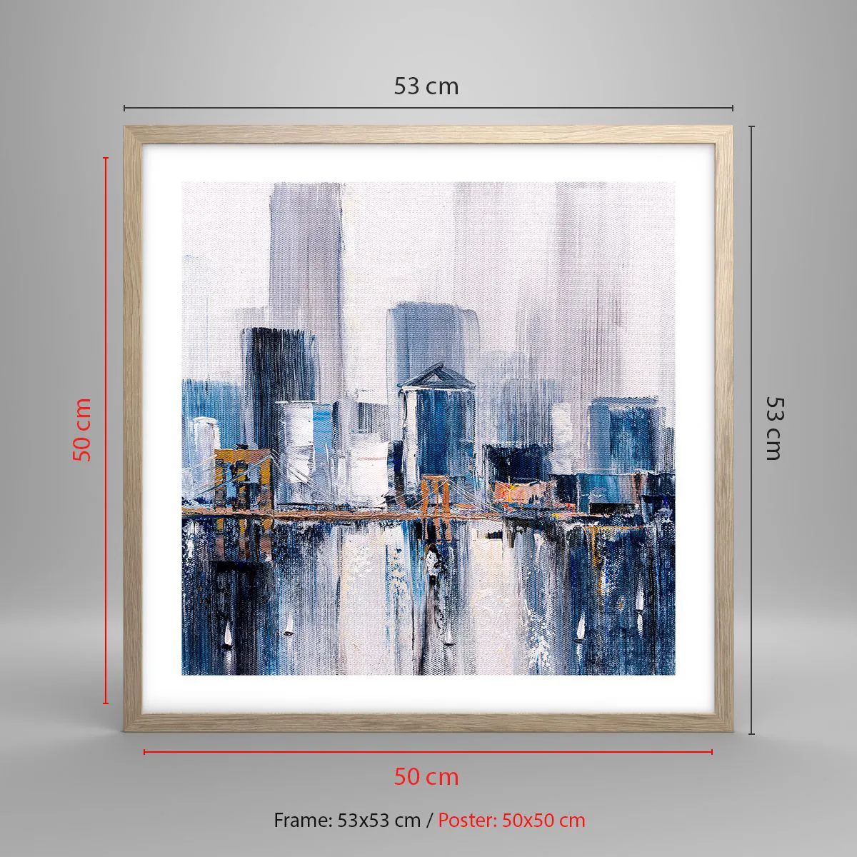 Poszter világos tölgy keretben - New York-i benyomás - 50x50 cm