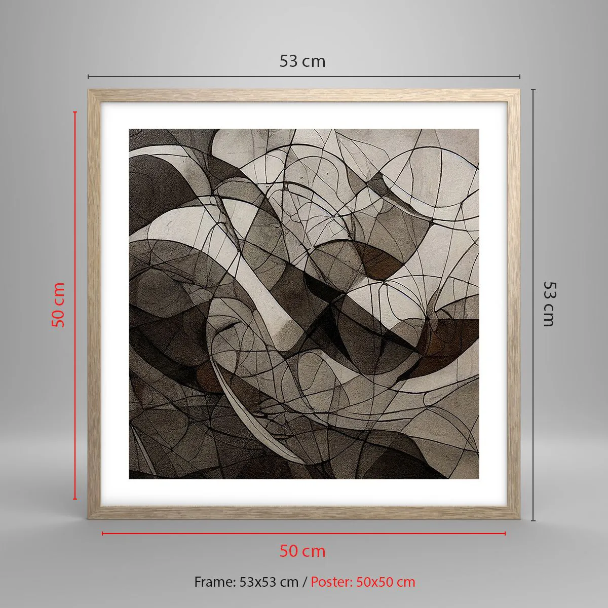 Plagát v ráme zo svetlého duba - Obeh farieb Zeme - 50x50 cm