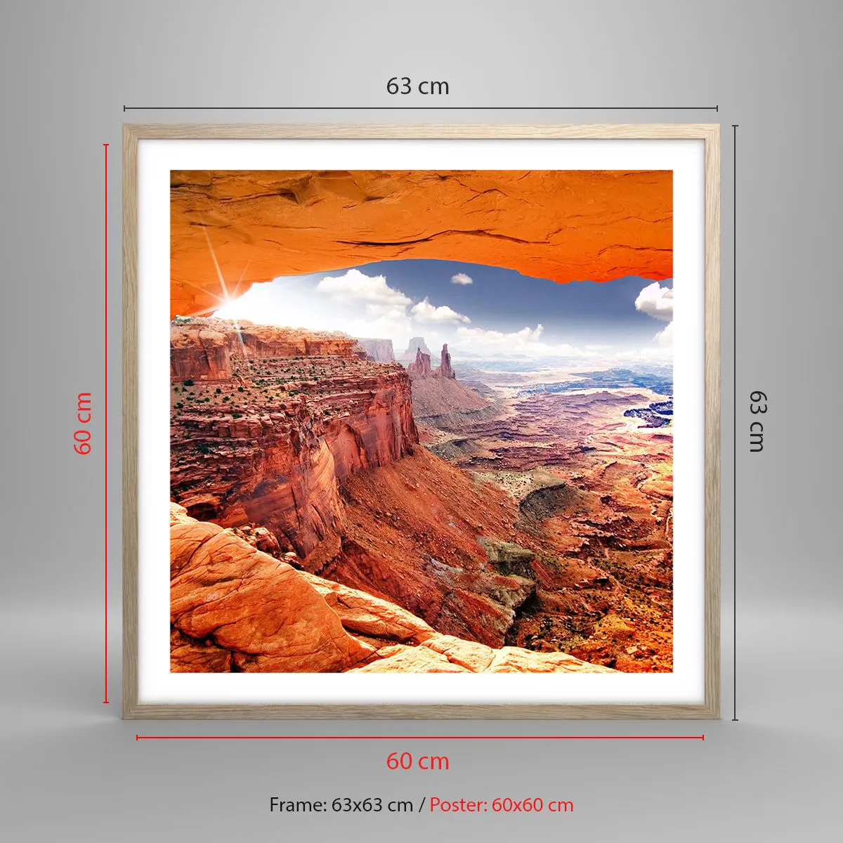 Plagát v ráme zo svetlého duba - Vytesané samotnou prírodou - 60x60 cm