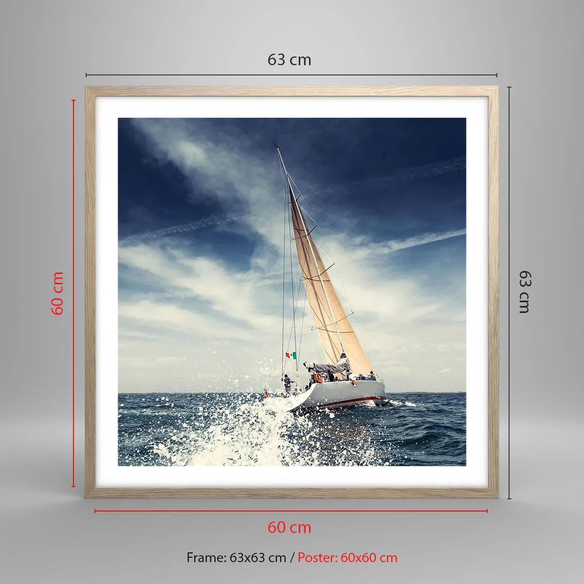 Plakat i ramme af lyst egetræ - De kan ikke indhente os! - 60x60 cm