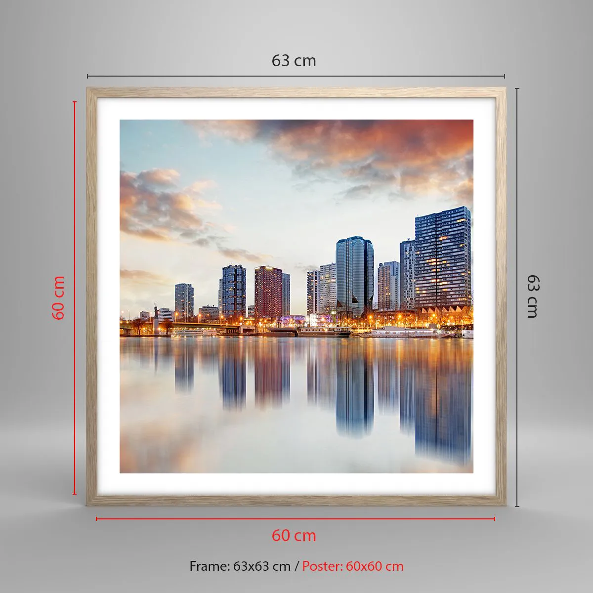 Plakat w ramie jasny dąb - Monumentalny spokój Paryża - 60x60 cm