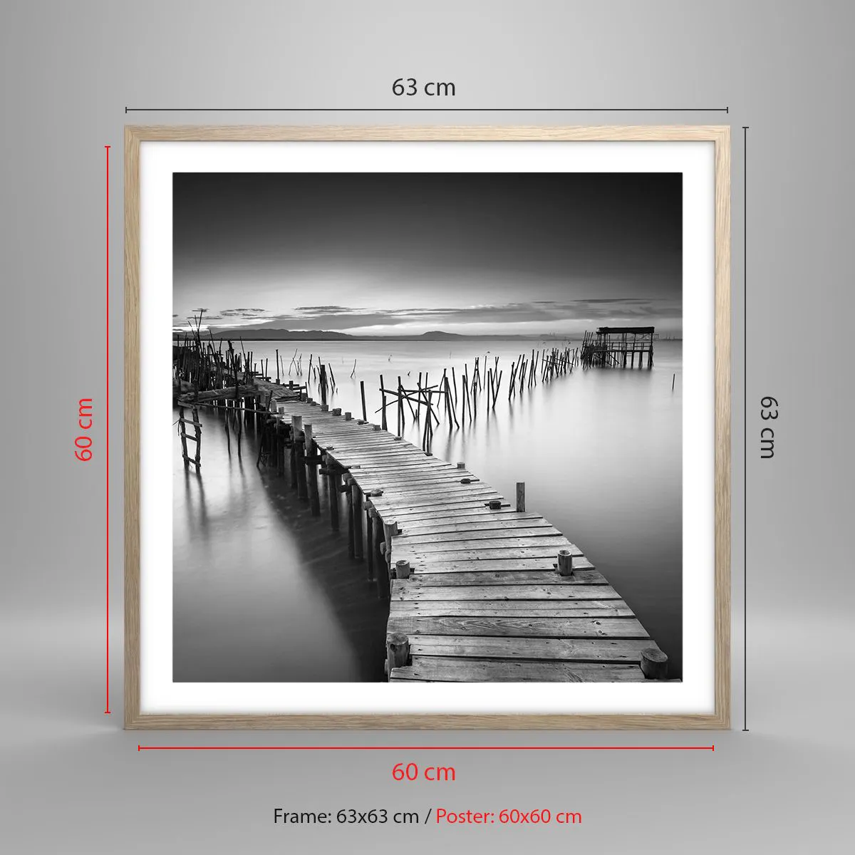 Poster in light oak frame - Peace of a Forgotten Shore - 60x60 cm