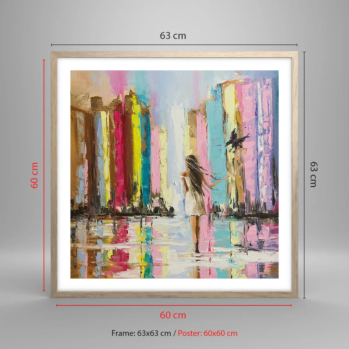 Poster in light oak frame - Follow Me - 60x60 cm