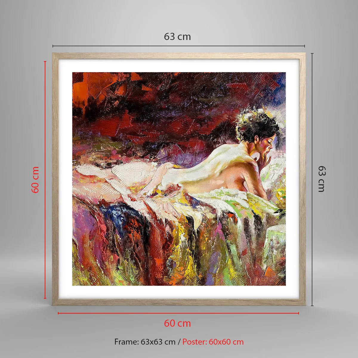 Affiche dans un chêne clair - Poster - Vénus en pensée - 60x60 cm